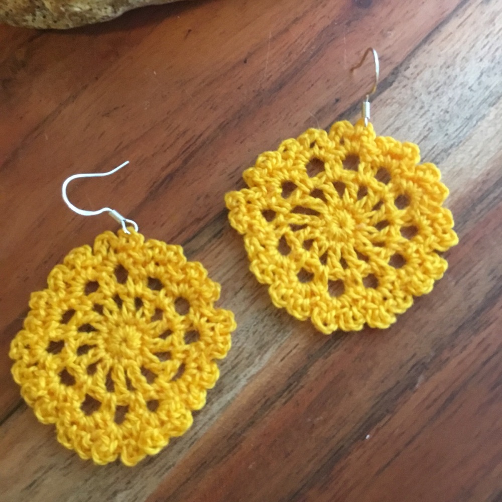 Artisan Crochet Sunburst Earrings | Handcrafted Bohemian Jewelry